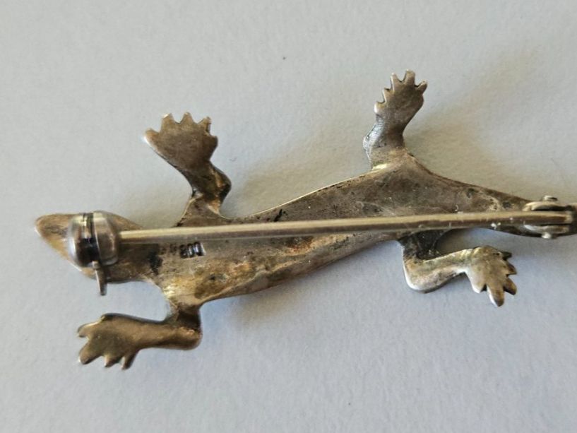 Spille & Fermagli: Vintage Silberbrosche 800 Gecko mit Markasiten, Echse – Usato da Urdorf venduto da Colina 6
