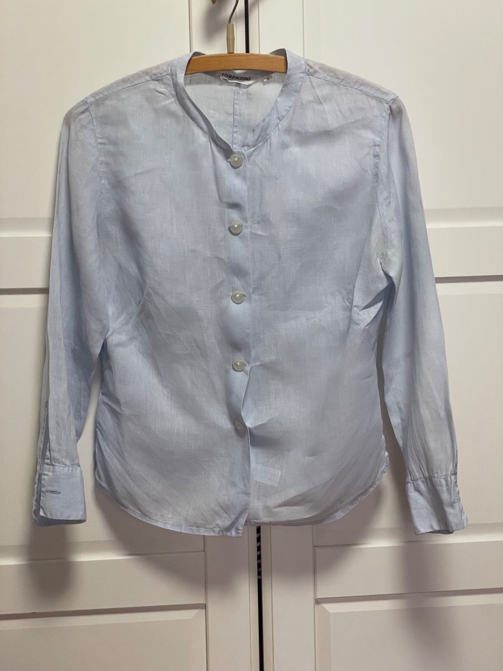 Camicette: Lorenzini Leinen Bluse/Jacke II hellblau – Usato da Bern venduto da Rigoler