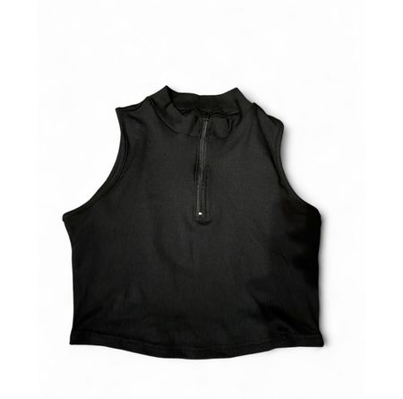 Damen Crop Top schwarz mit Reissverschluss 