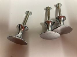 3er Set Möbelgriffe, silbrig, 50 er Jahre!