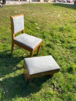 Chaise tabouret repose pied vintage bois holz Stuhl