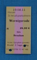 Brocken - Bahn, Bahnbillett, Wernigerode - Brocken retour