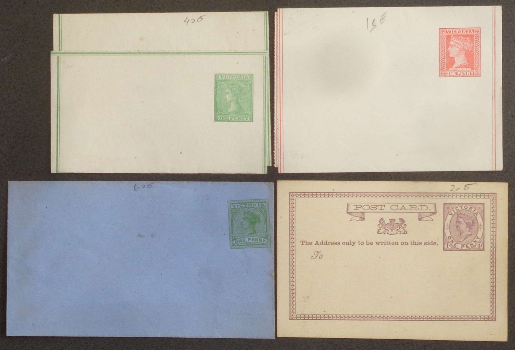 Tutti i francobolli: VICTORIA: 4 postal stationaries, * – Nuovo (secondo la descrizione) da Le Locle venduto da timbrettino