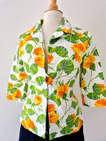 JÄCKLI JACKE BLAZER S 36 VINTAGE PLEXIGLAS KNOPF TOP RETRO