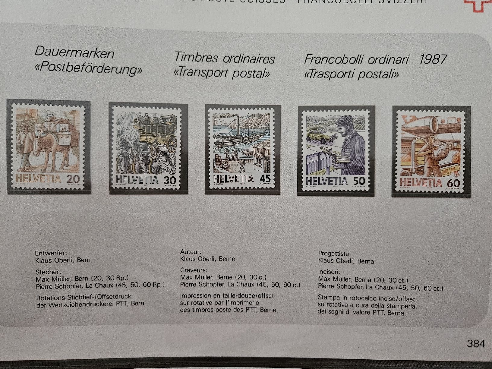 Tutti i francobolli: Helvetia Dauermarke Postbeförderung – Nuovo e nell'imballaggio originale da Chur venduto da Kohla1980