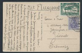 Flugpost 1921 Westerland 1700-1830 Hamburg nach Zürich 250.-