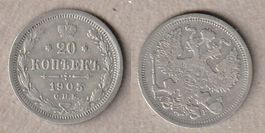 Russland, 20 Kopeken 1905, St. Petersburg