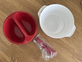 TFondue-Set aus Kunststoff, Rot/Weiss, Inkl. Gabeln, Top Zus