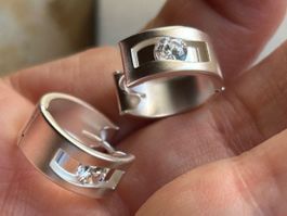 Silber KREOLEN 925 mit Zirkonia, edelmodern, neu! (1.5cm)