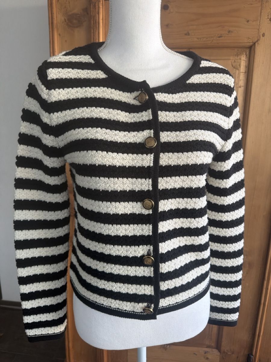 Mango Giacche: MNG Strickjacke, Grösse M, schwarz/weiss gestreift. – Nuovo (secondo la descrizione) da Gutenswil venduto da Freetibet1