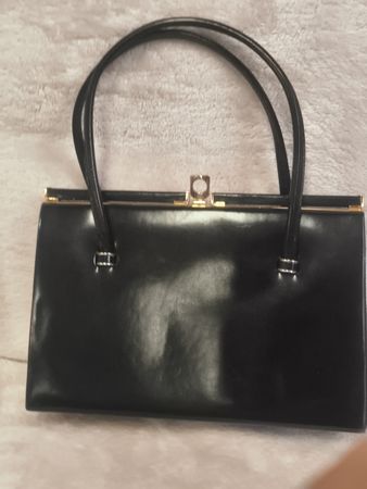 Vintage Echtleder Handtasche "Made in England" – 1950er (A41