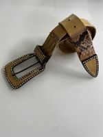 Funkelnder Gürtel aus Python Leder Gr. 85 beige
