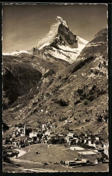 Ansichtskarten: AK Zermatt, Teilansicht mit Matterhorn – Gebraucht aus Berlin von bartko-reher