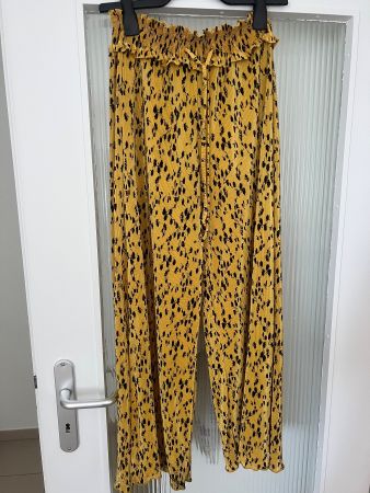 Damen Plissee Hose gelb schwarz gemustert Grösse M