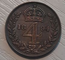 SILBER / 4 Pence - Victoria / 1894 / Maundy Coinage / RAR!!!