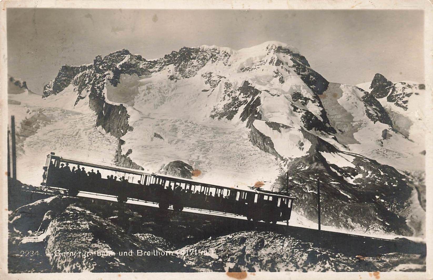Cartoline postali: Gornergratbahn und Breithorn VS Bahn – Usato da Biasca venduto da Blenio71