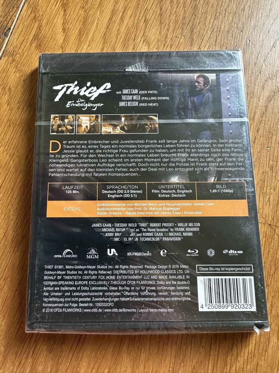 Tutti i DVDs: Thief der Einzelgänger Bluray neu von Michael Mann – Nuovo e nell'imballaggio originale da Benken ZH venduto da Audi-erich 1