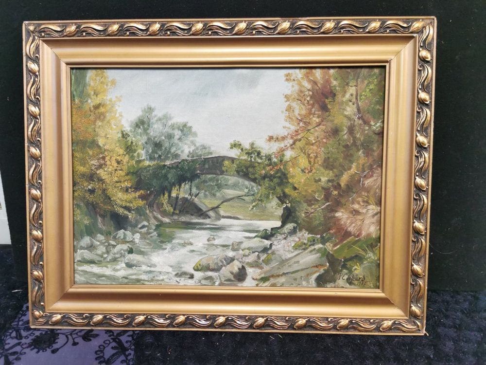 Tableau Huile Sur Toile 'Scène Divinatoire' Signé 1938 - Peinture Ancienne Cadre D'époque