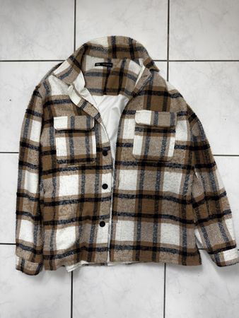 ZARA – Surchemise épaisse à carreaux marron – XL