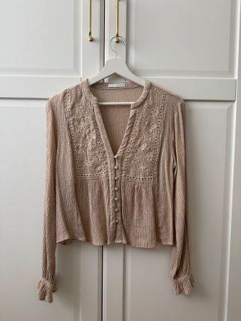 Zara Bluse Boho beige Gr.S