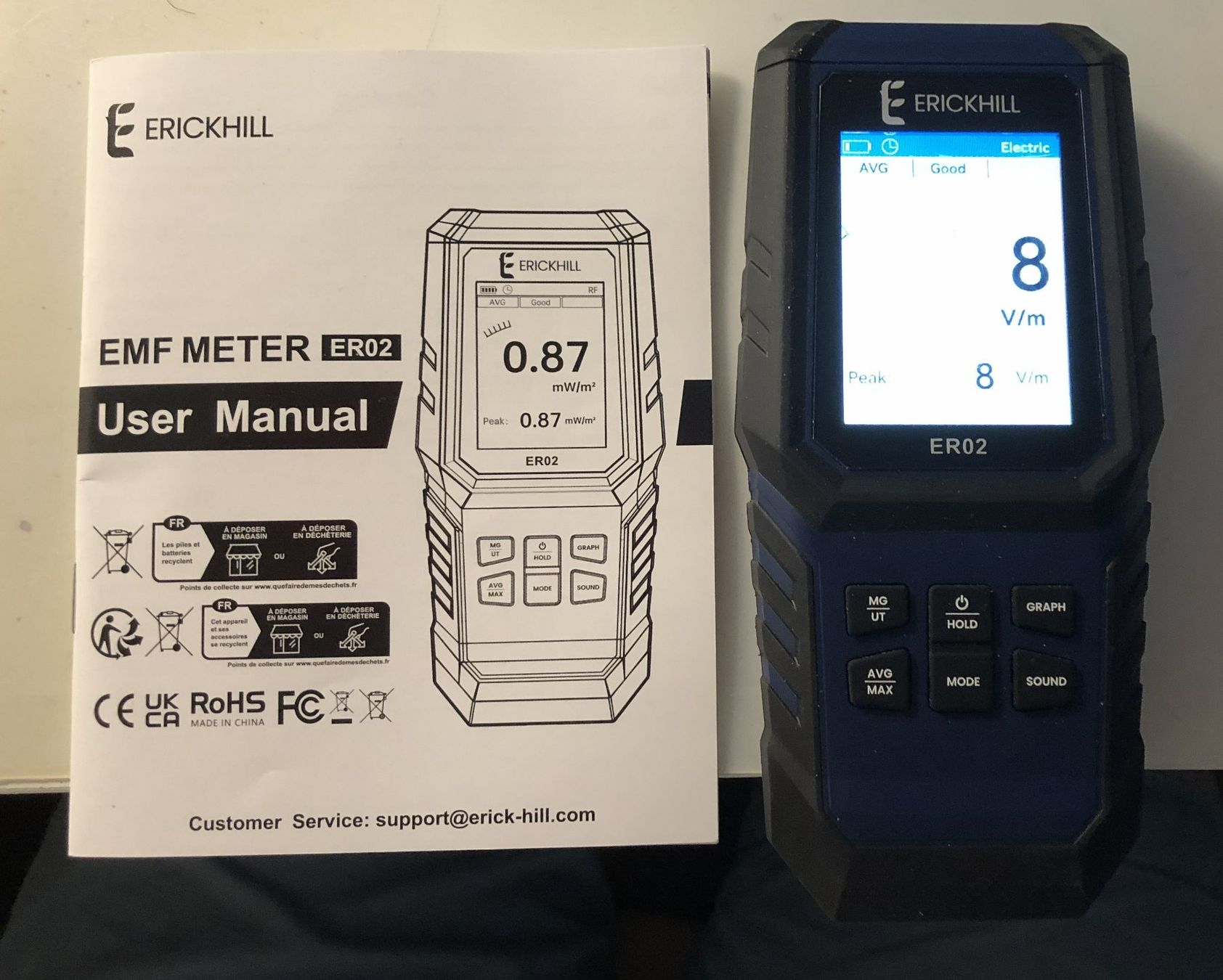 Mesurer: ERICKHILL EMF Messgerät ER-02, EF/MF/RF-Prüfung – D'occasion à Zug par S9891492 2