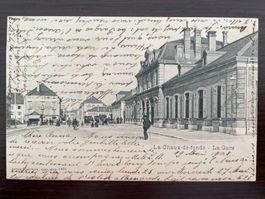 LA CHAUX-DE-FONDS La Gare, animée, Café Brasserie, 1903