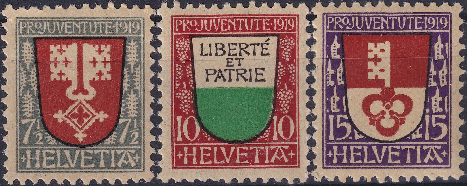 Alle Briefmarken: 1919 , Pro Juventute J12-J14 postfrisch **, Kat: 60.-+ – Gebraucht aus Sursee von Luzernerraute