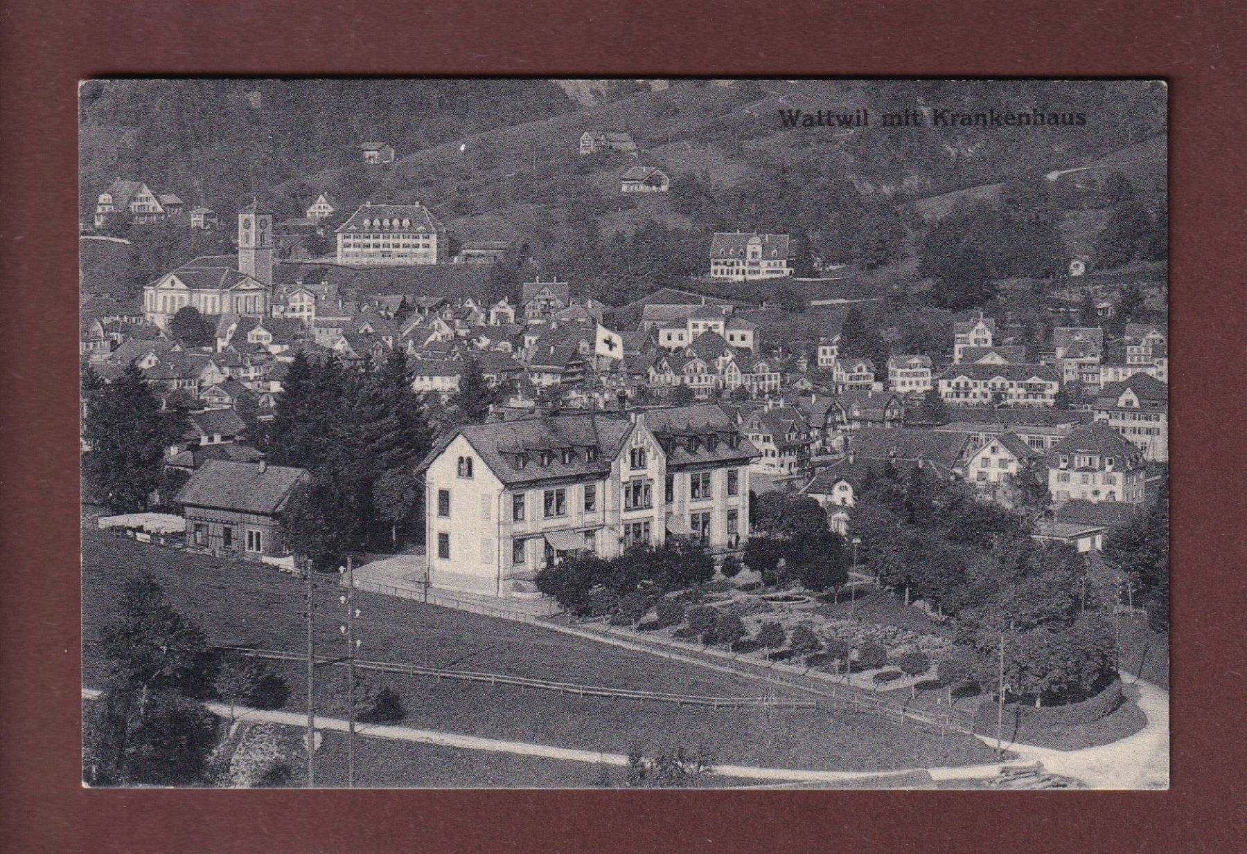 Cartoline postali: WATTWIL - Teil mit Krankenhaus – Usato da Pully venduto da nicecards
