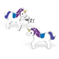 Einhorn lila Kinderohrstecker 925 Silber