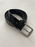 Gürtel Leder schwarz Nieten Damen Herren neuwertig