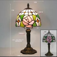 Lampe de Table vintage  en verre et résine style Tiffany