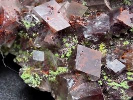 Calcite and Duftite on Dolomite from Tsumeb, Namibia