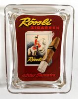 alter Zahlteller / Münzteller "Rössli ZIGARREN", Glas, top!