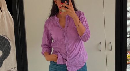 Chemise Femme Lilas Détail Dentelle T. 42 👚 🌸