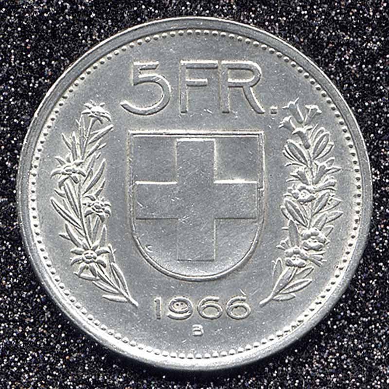 Tutti le monete: Münze CH Silber Fr. 5.-- "1966" – Usato da Zug venduto da urzeit