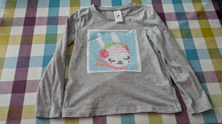 Pailletten Langarmshirt - 116 - Häsli / Hase