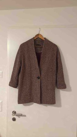Damen Blazer Bordeaux mit Fischgrätmuster