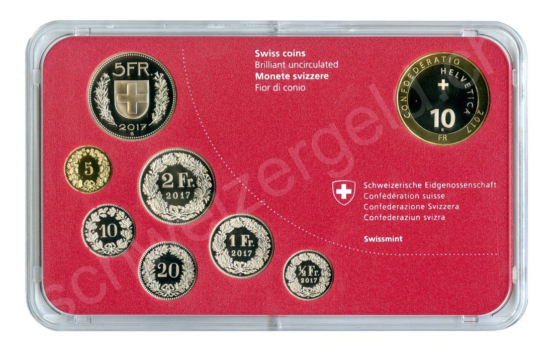 Tutti le monete: SET de monnaie suisse de 2017 non circulé FDC – Nuovo e nell'imballaggio originale da Fribourg venduto da Kiki020