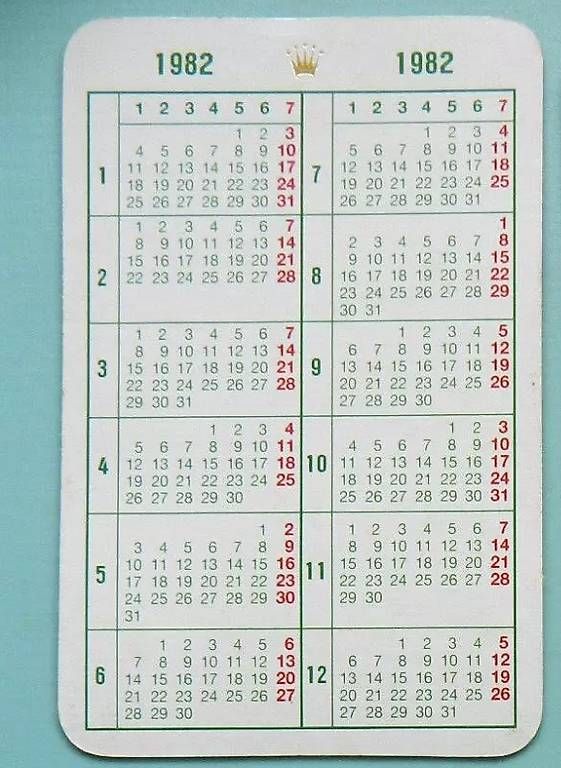 Calendari: Rolex Kalender 1982 Submariner Datejust Oyster – Usato da Zürich venduto da Mucki1982