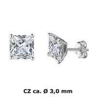 Ohrstecker carrée 3mm Silber 925 mit Zirkonias