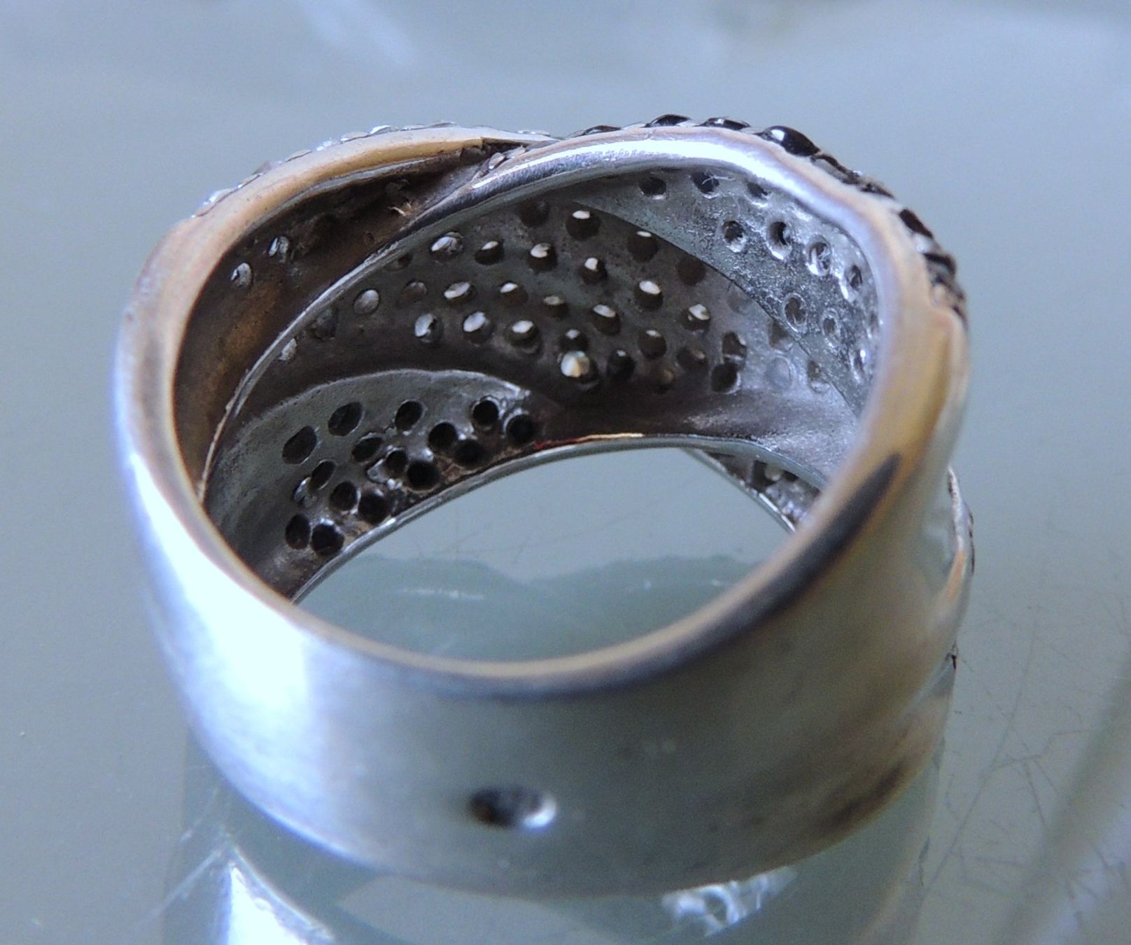 Anelli: Silber 925 Pavé Fingerring Gr. 58 – Usato da Waldenburg venduto da schaller707 3