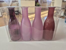 4er Set Dekorative Glasvasen - Herliche Farben, Neu!