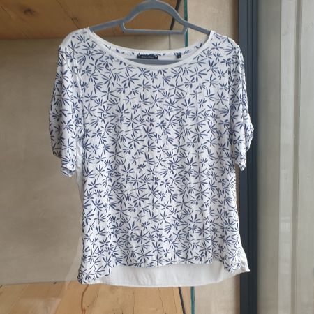 🐸 MARC O'POLO M BLUSE TOP T-SHIRT BLAU WEISS BLÜMCHEN