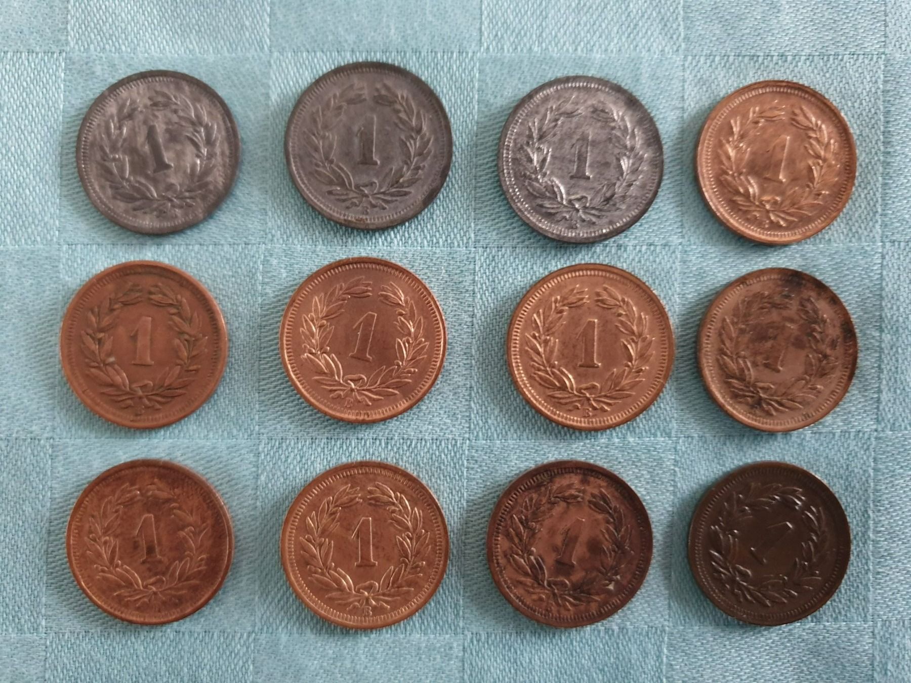 Tutti le monete: 12 x 1 Rappen B Schweiz – Usato da Mörschwil venduto da spirspi 1
