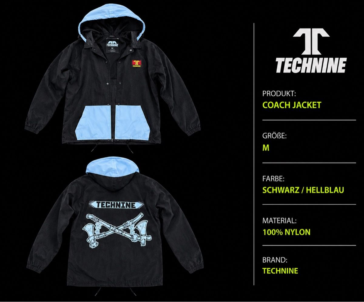 Coach Giacche: Technine Coach Jacket Schwarz/Hellblau Grösse M – Usato da Hedingen venduto da PabloEscobar-