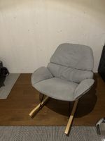Schaukelstuhl Stoff grau guter Zustand