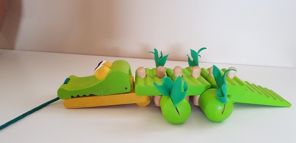 Krokodil Holzspielzeug Zum Nachziehen - Lernhilfe Für Kleinkinder Ab 10 Monaten