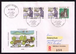 R-FDC Katze 6.3.90_+COMBO POSTBOTE MARKENHEFT +Normalmarke !