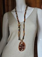 Collier bobo pendentif en bakelite imitation corne