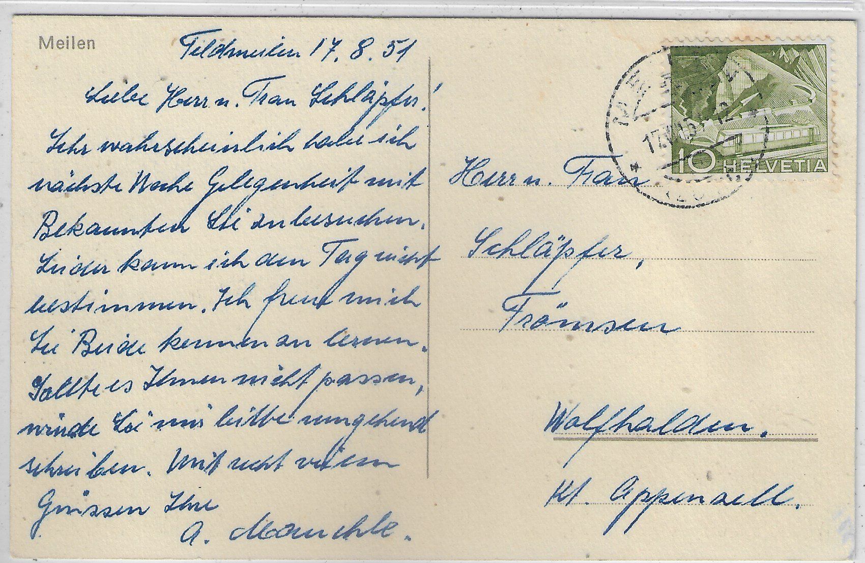 Cartoline postali: Meilen - Generalansicht - Litho – Usato da Ettingen venduto da Kartenplanet 1